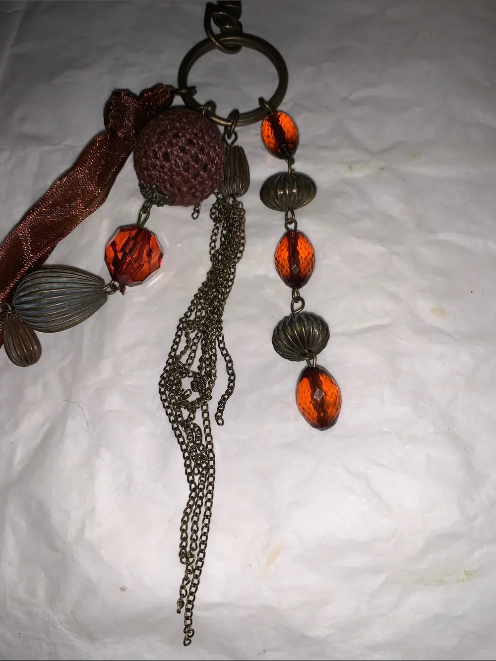 Brown & Orange Tassel Keyring/Purse Charm